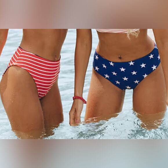 Cupshe Other - Woman’s Cupshe Reversible Red, white and Blue Bikini Bottoms Size X-Large